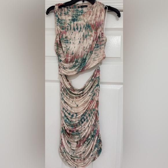 ZARA PRINTED CUT OUT MINI DRESS - Picture 8 of 16